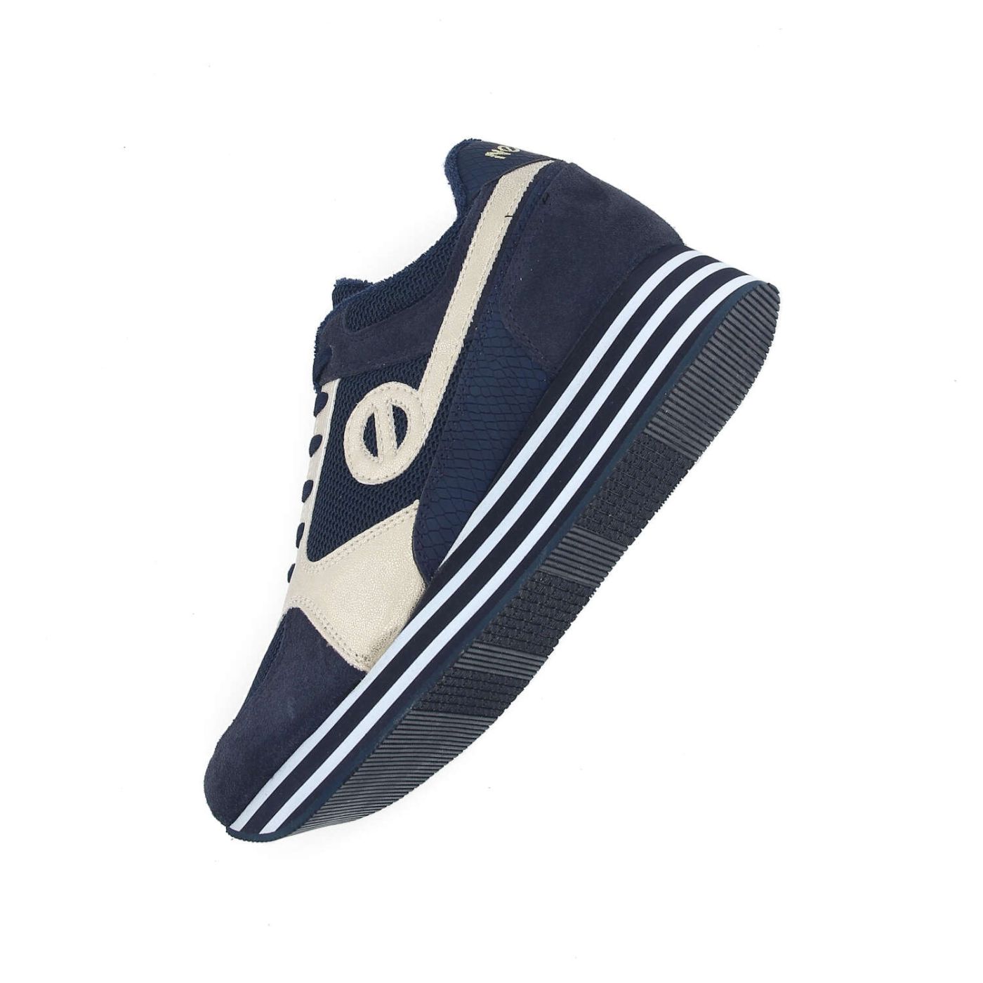 PARKO JOGGER W - KNIT/SUEDE/GLOW - BLEU MARINE/OR
